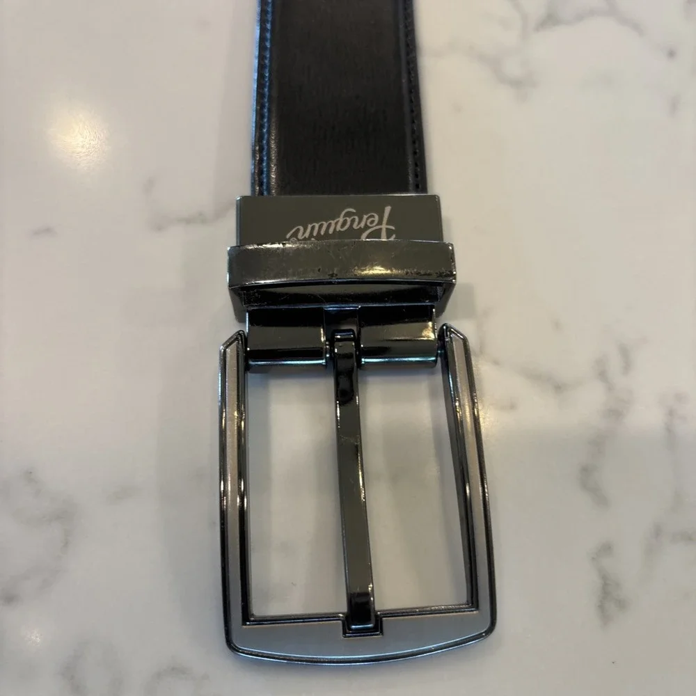 Penguin Genuine Leather Belt Black Men's Size 40‎ Silver/Bronze Buckle